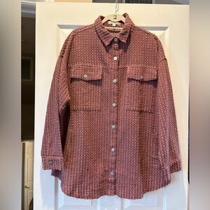 Women's Textured Button-Down Shirt - Mauve